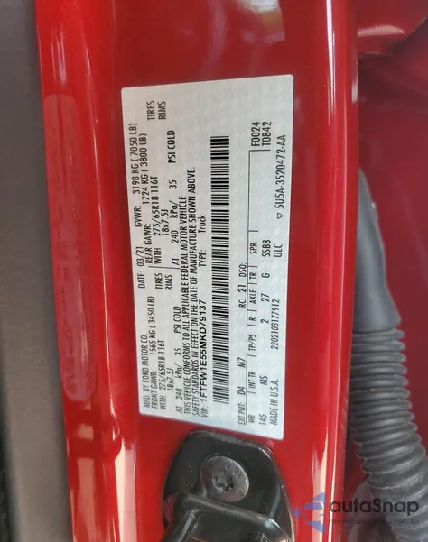 2021 Ford F150 Supercrew из США, поврежденный, VIN 1FTFW1E55MKD79137